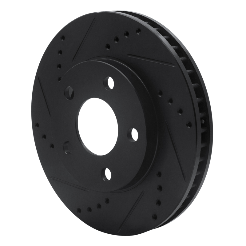 Buick LeSabre Brake Rotor (1) - Front Left - R1 Concepts - Drilled & Slotted - Black - `97-`05